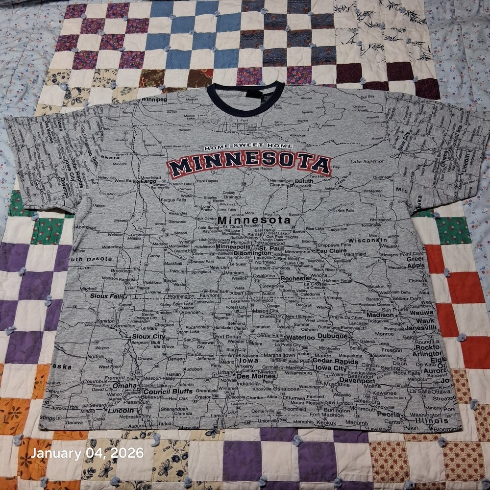 Vintage Minnesota State Road Map All over Print T Shirt AOP SZ 2XL State of Mine